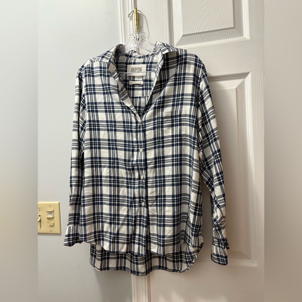 Grayson By Frank & Eileen The Hero Shirt Size Medium Blue/White Plaid